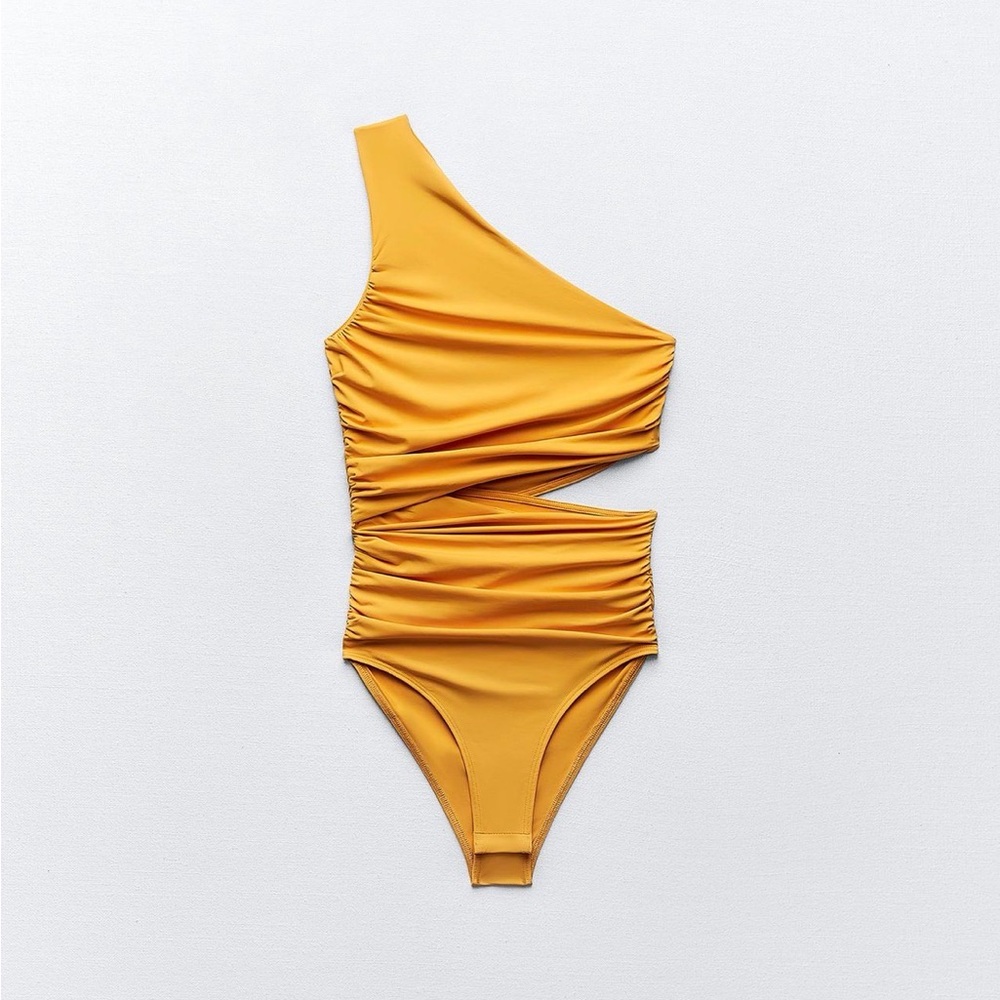 Zara One-Shoulder Orange Bodysuit